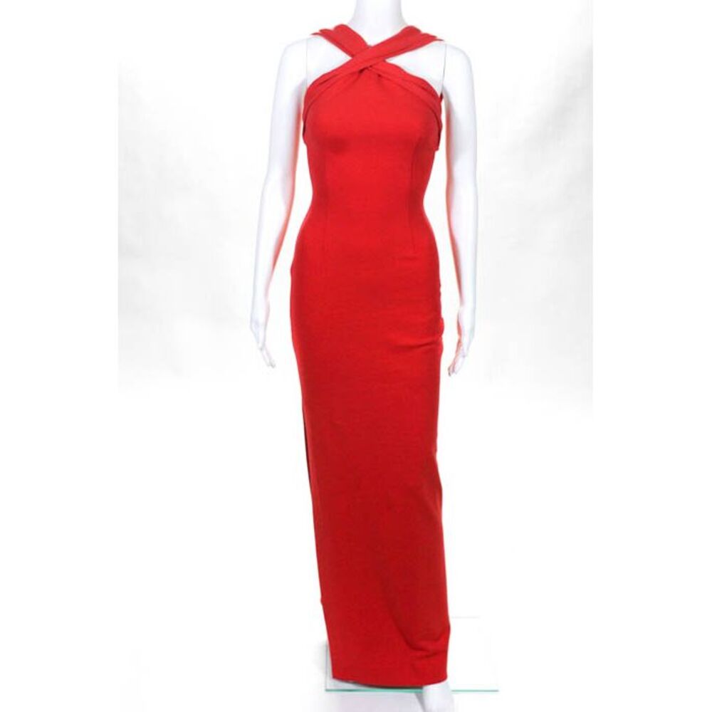 Nicholas Red Halter Cross Gown Size 2 $565 10332064